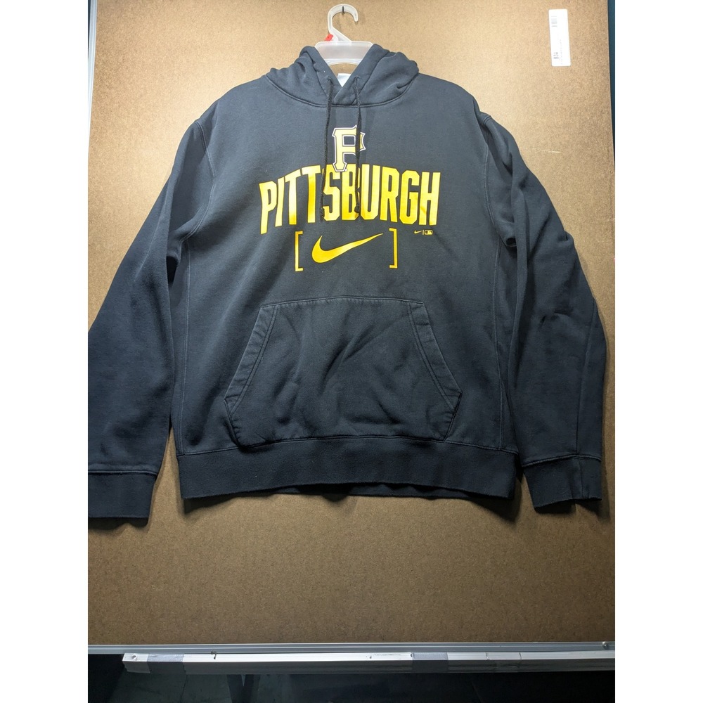 Nike Pittsburgh Pirates MLB Hoodie Mens Large Black Gold Sweatshirt NKDK-00A